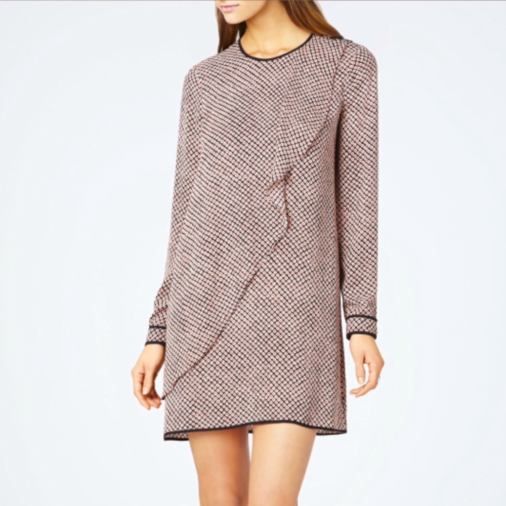 BCBGMAXAZRIA Jackie Printed Front DrapeTunic Dress